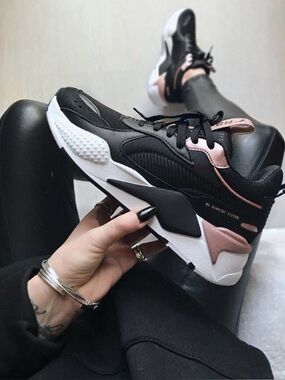 Puma RS-X Trophy Rose Gold Black Sneakers - Size 6.5